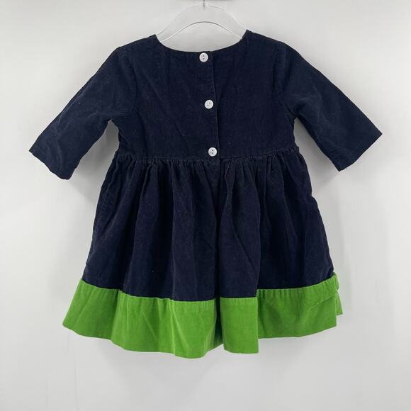BELLA BLISS Dress Size 3 Boutique Corduroy Green Navy Toddler Girl Prep Holiday - Picture 2 of 12